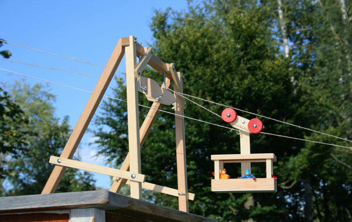 Support kit by Kraul, carrying the Big Cable Car over a shed roof