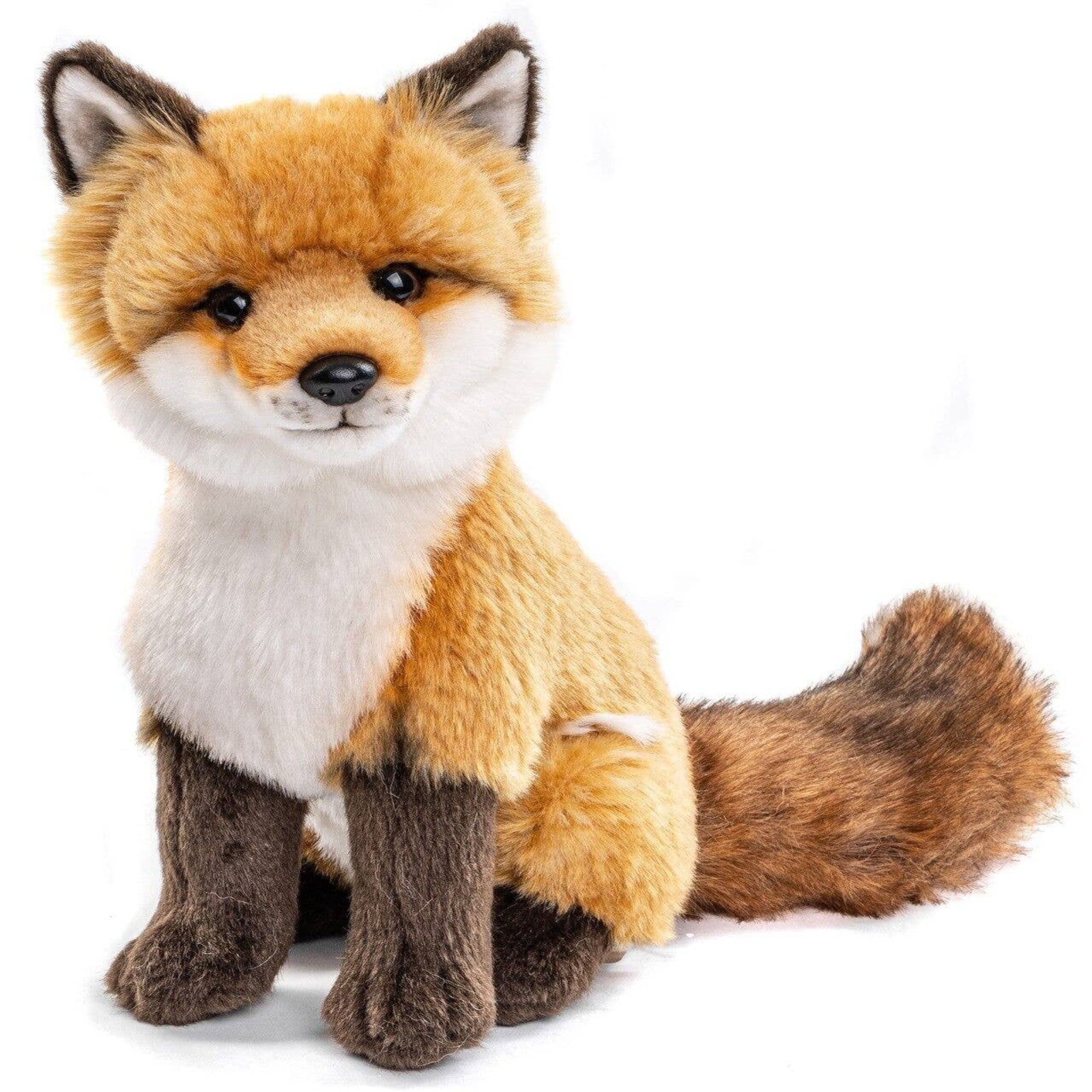 Plush toy fox on a white background