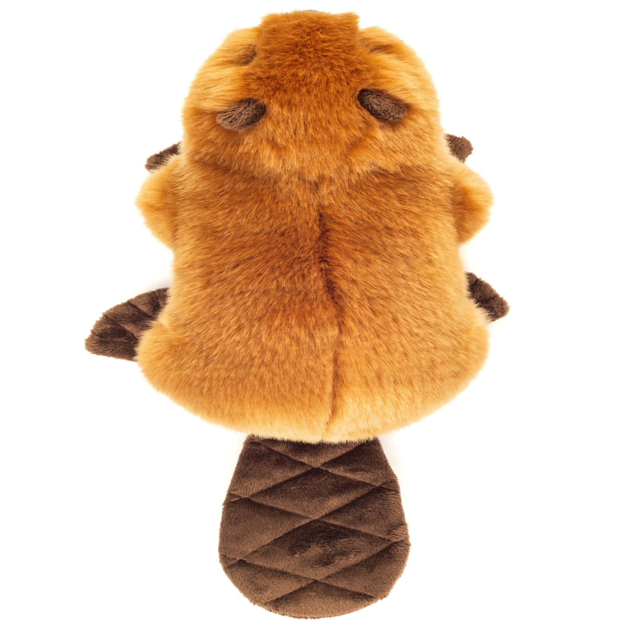 Plush toy resembling a beaver on a white background