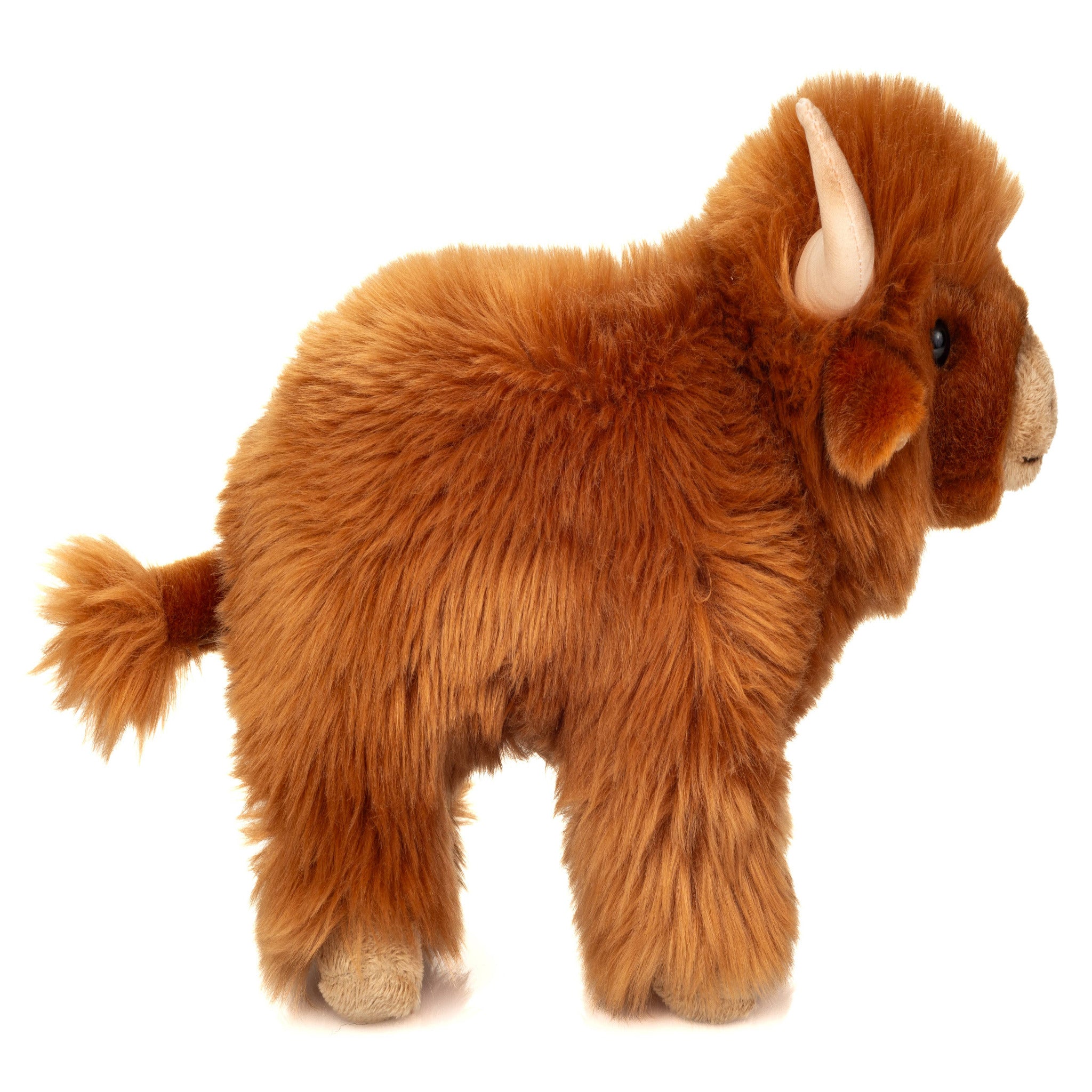 Plush toy bison on a white background