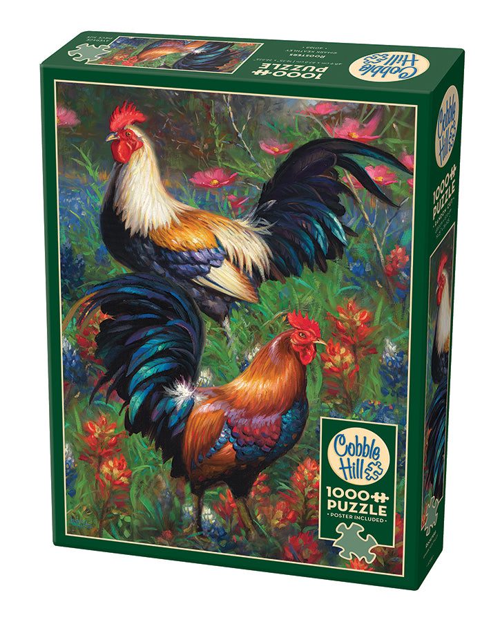 Roosters 1000-piece puzzle box by Cobble Hill