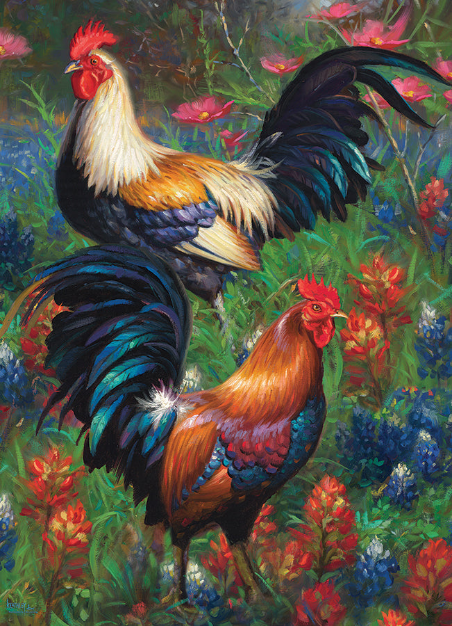 Roosters, the finished puzzle image