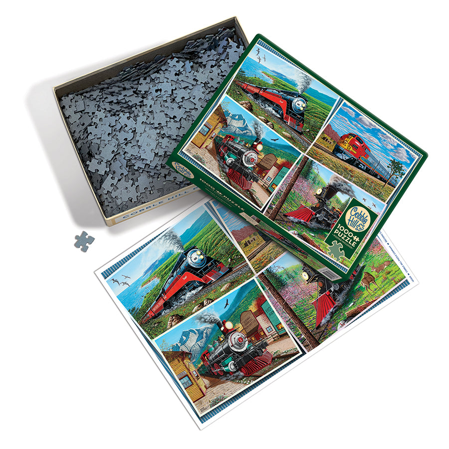 Historic Locomotives box opened, showing the pieces