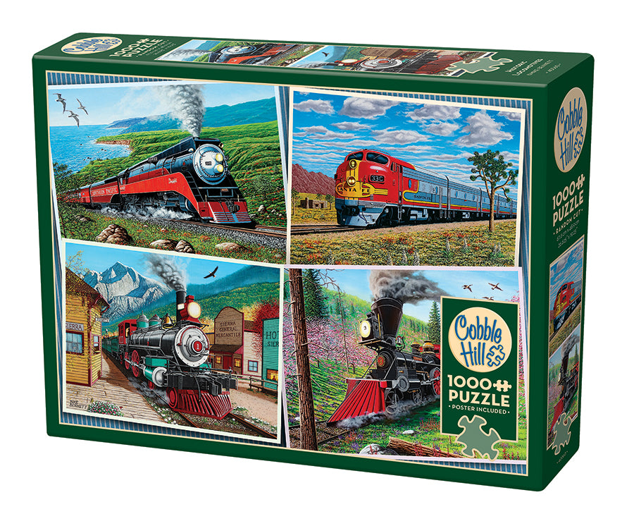 Historic Locomotives 1000-piece puzzle box by Cobble Hill