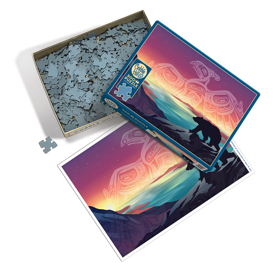 Crossings: Thunderbird and Bear box opened, showing the pieces