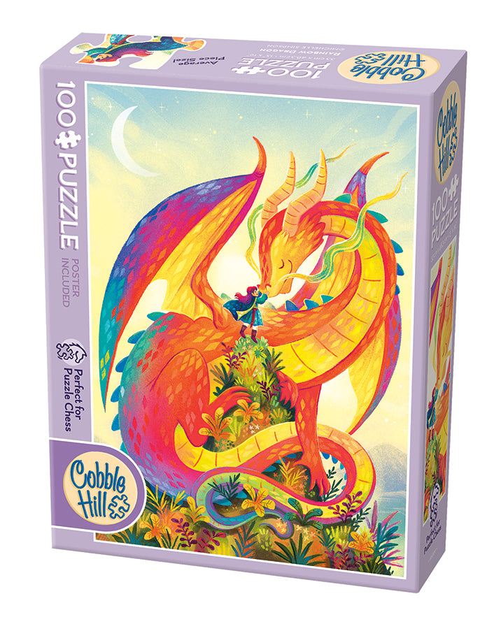Rainbow Dragon 100-piece puzzle box by Cobble Hill