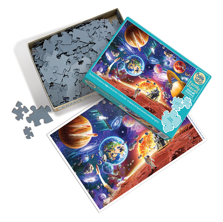 Space Travels box opened, showing the pieces