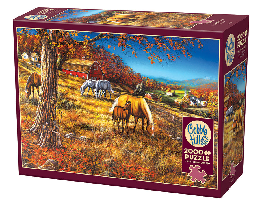 Hillside Gathering 2000-piece puzzle box by Cobble Hill