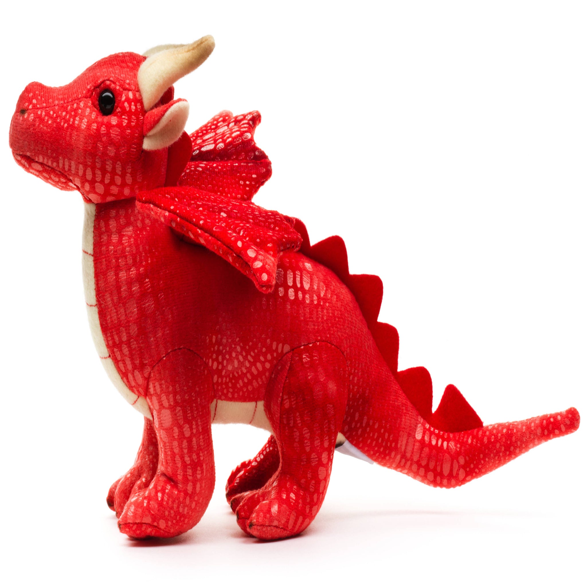 Red toy dragon on a white background