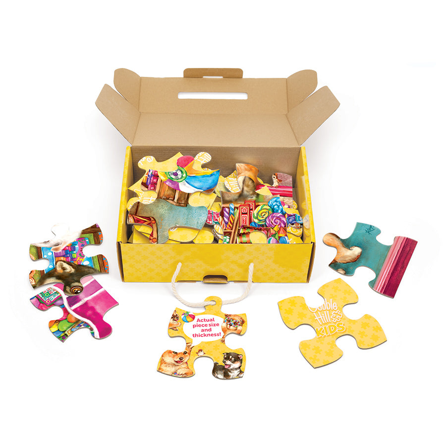 Shiba's Candy Store box opened, showing the pieces