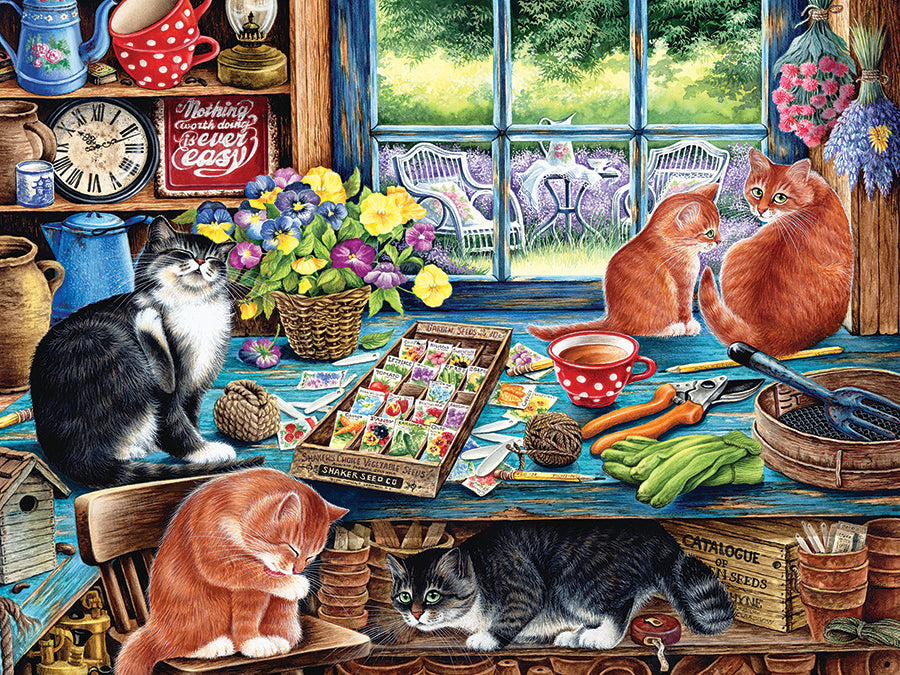 Garden Shed Cats, the finished puzzle image