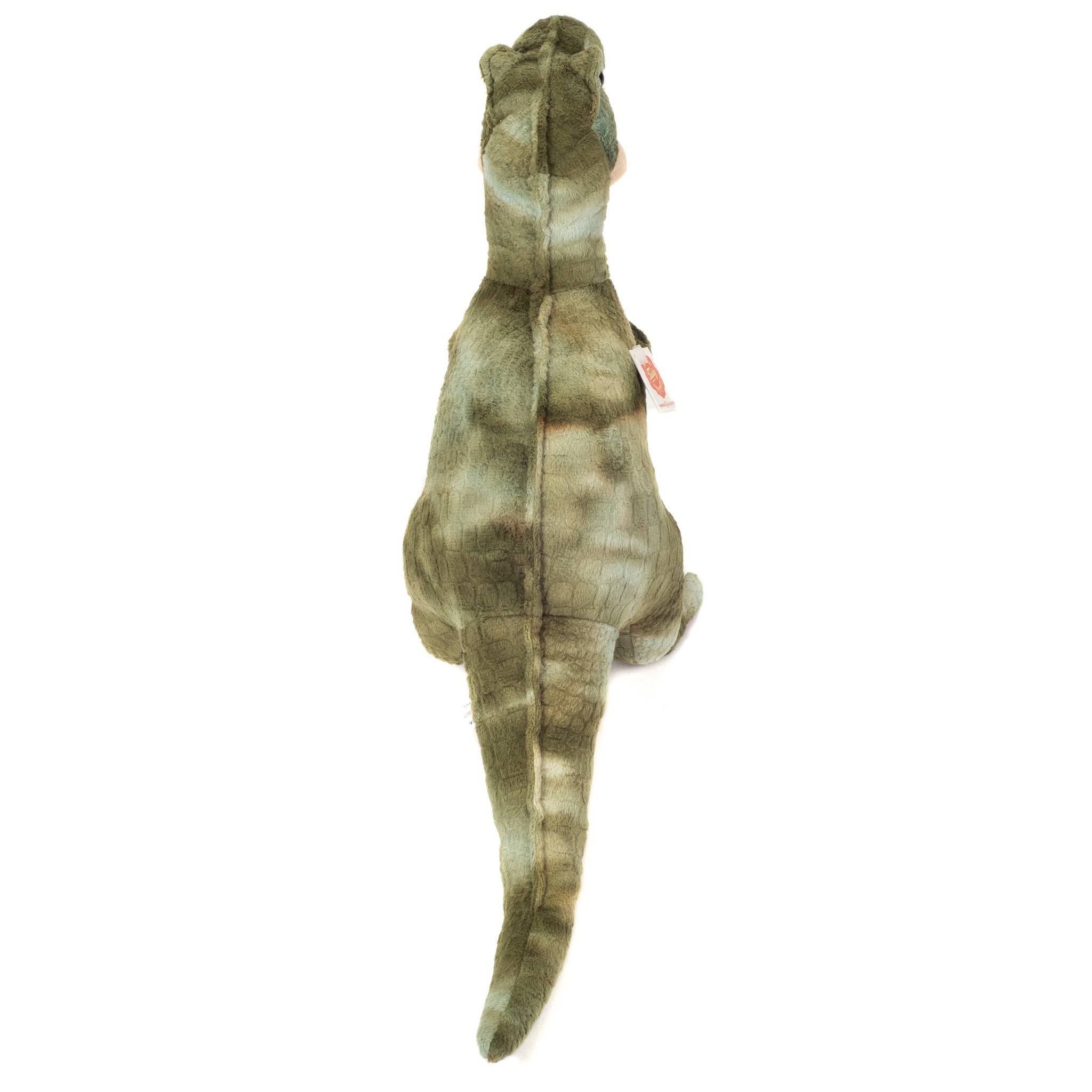 Plush dinosaur toy on a white background