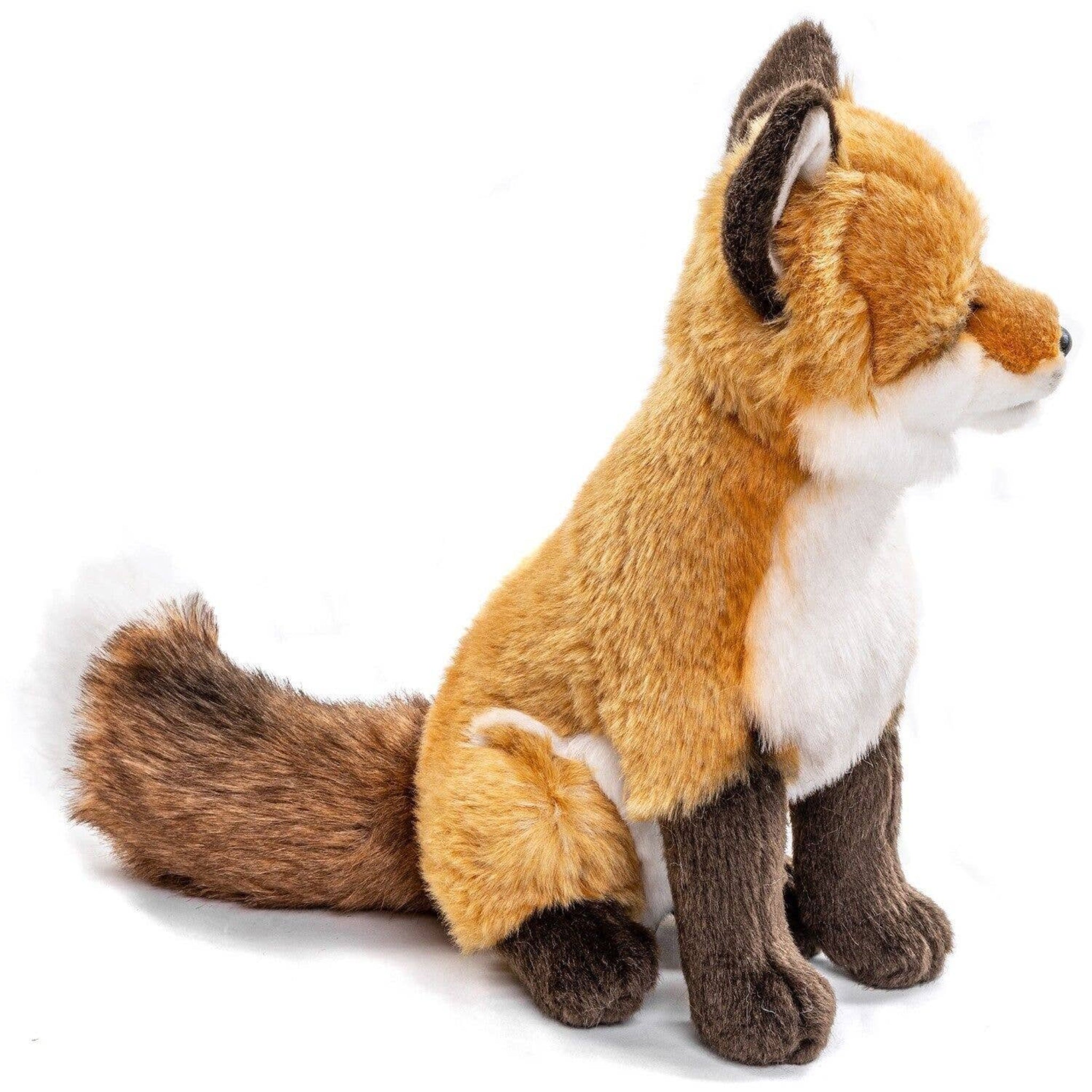 Plush toy fox on a white background