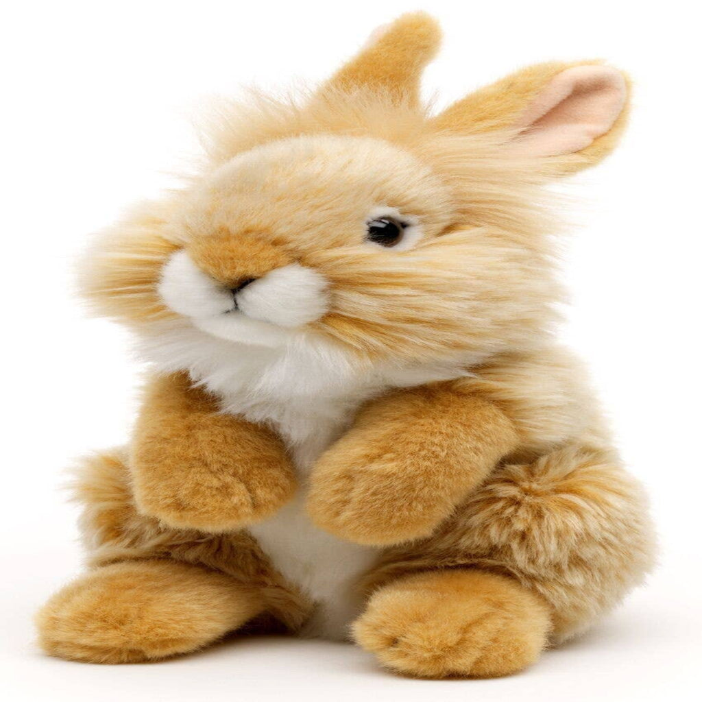 Plush rabbit toy on a white background
