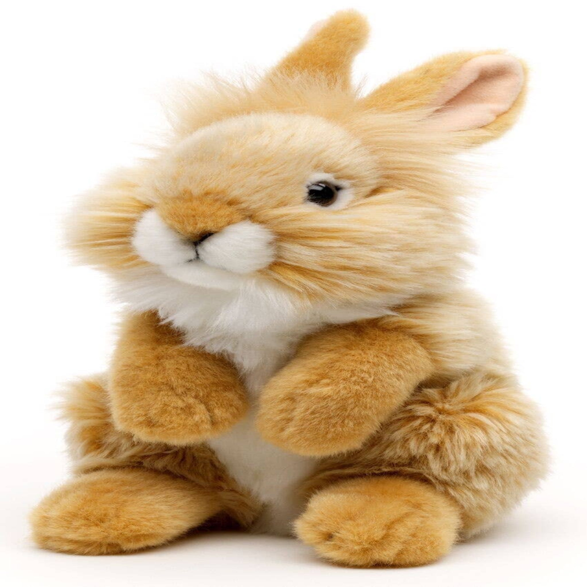 Plush rabbit toy on a white background