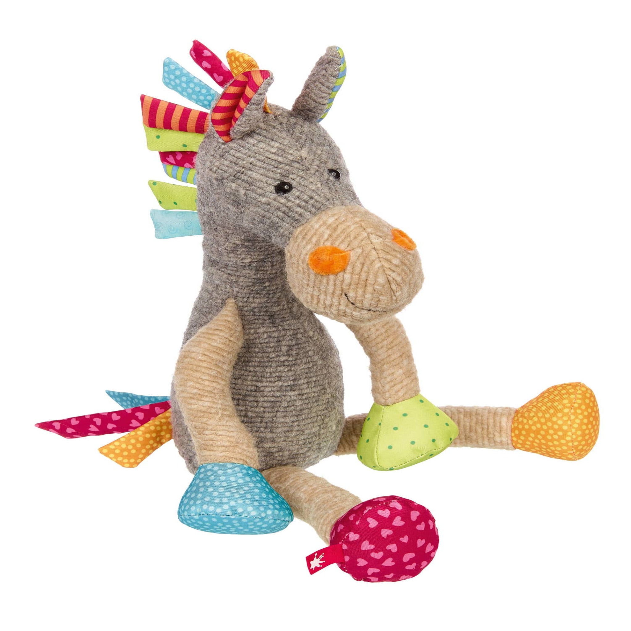 Colorful donkey-shaped toy with a white background