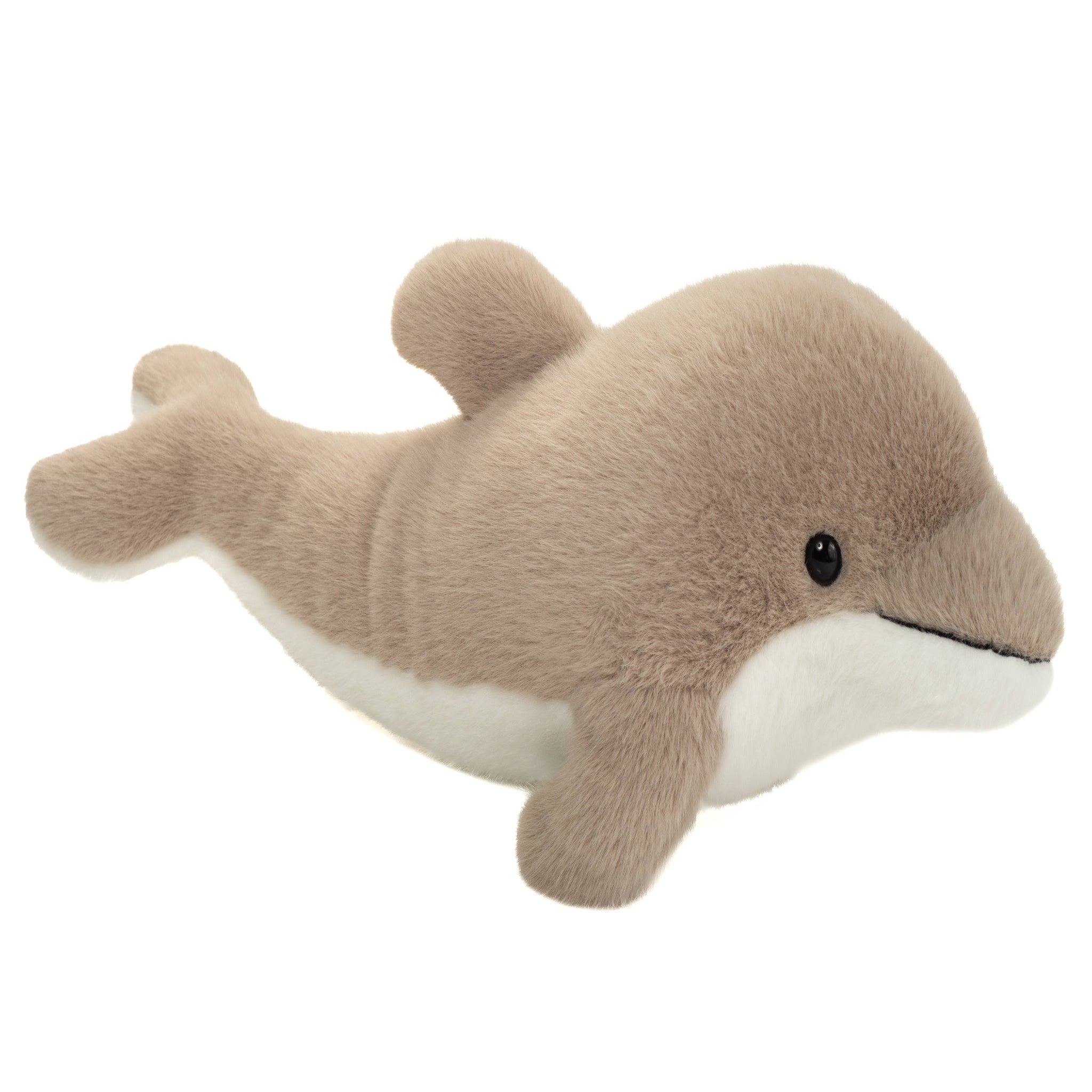 Plush dolphin toy on a white background