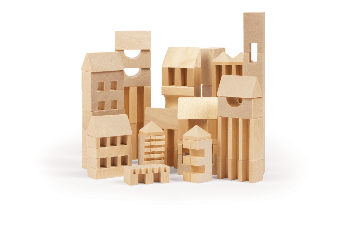 Town Builder 107 Parts Construction Set by VARIS, built as town houses