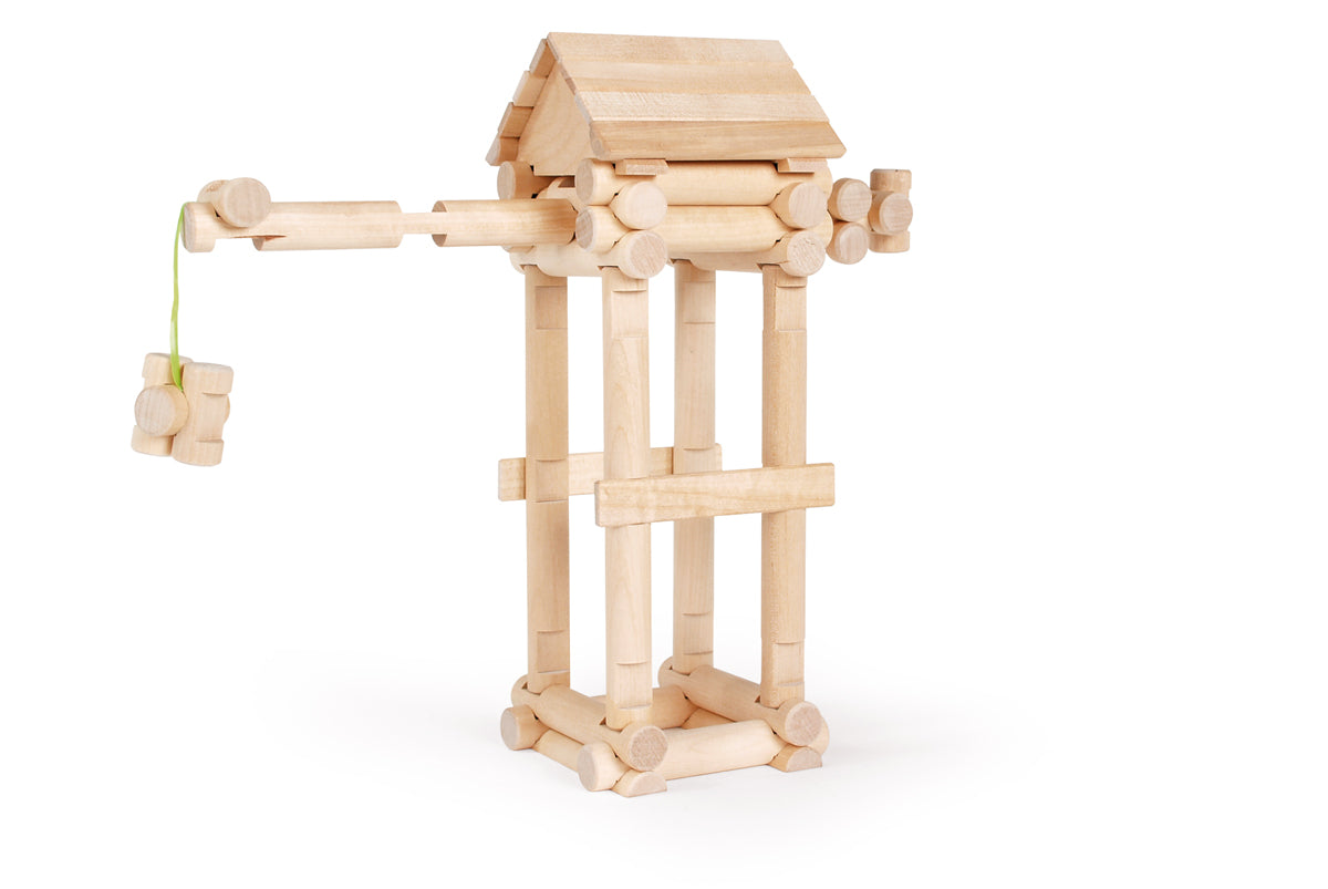 111 Parts Construction Set by VARIS, built as a crane