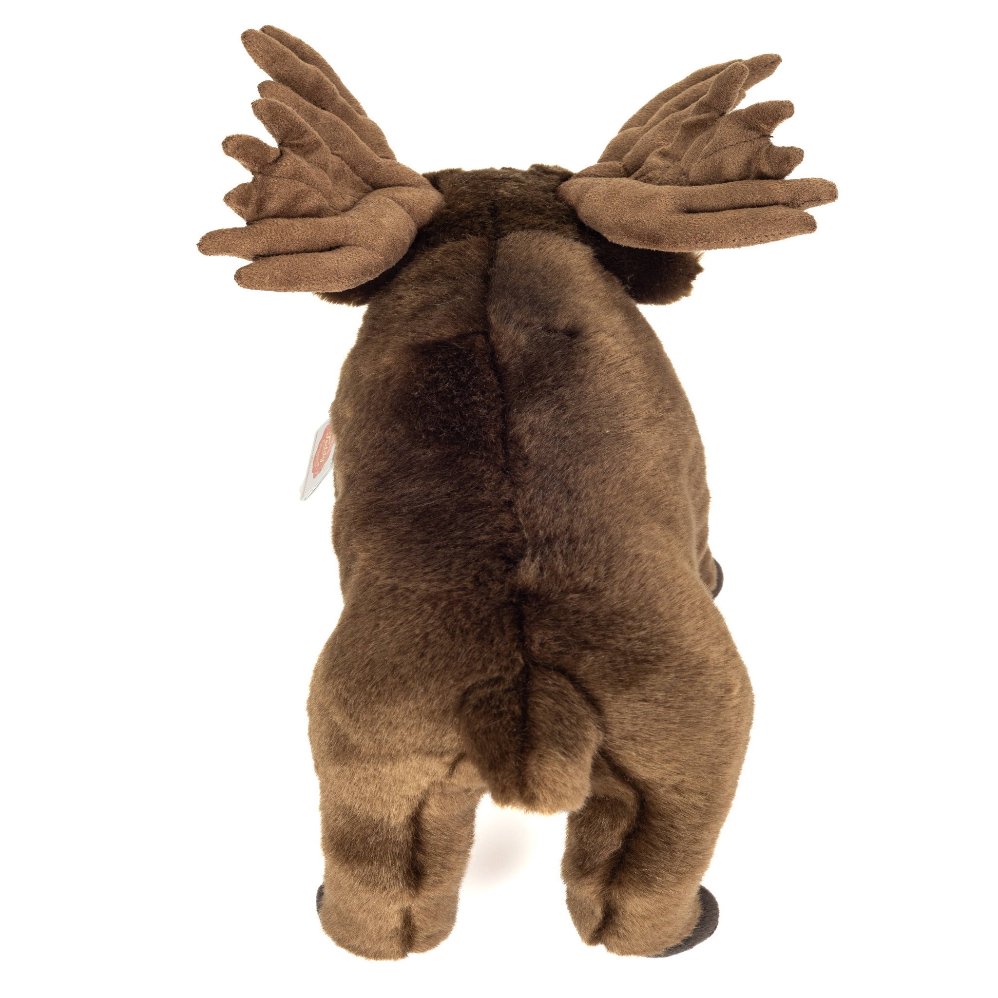 Plush moose toy on a white background