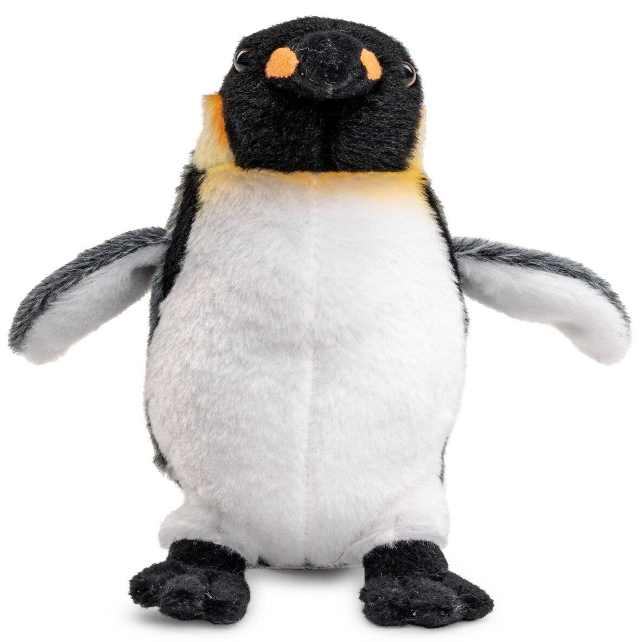 Plush penguin toy on a white background